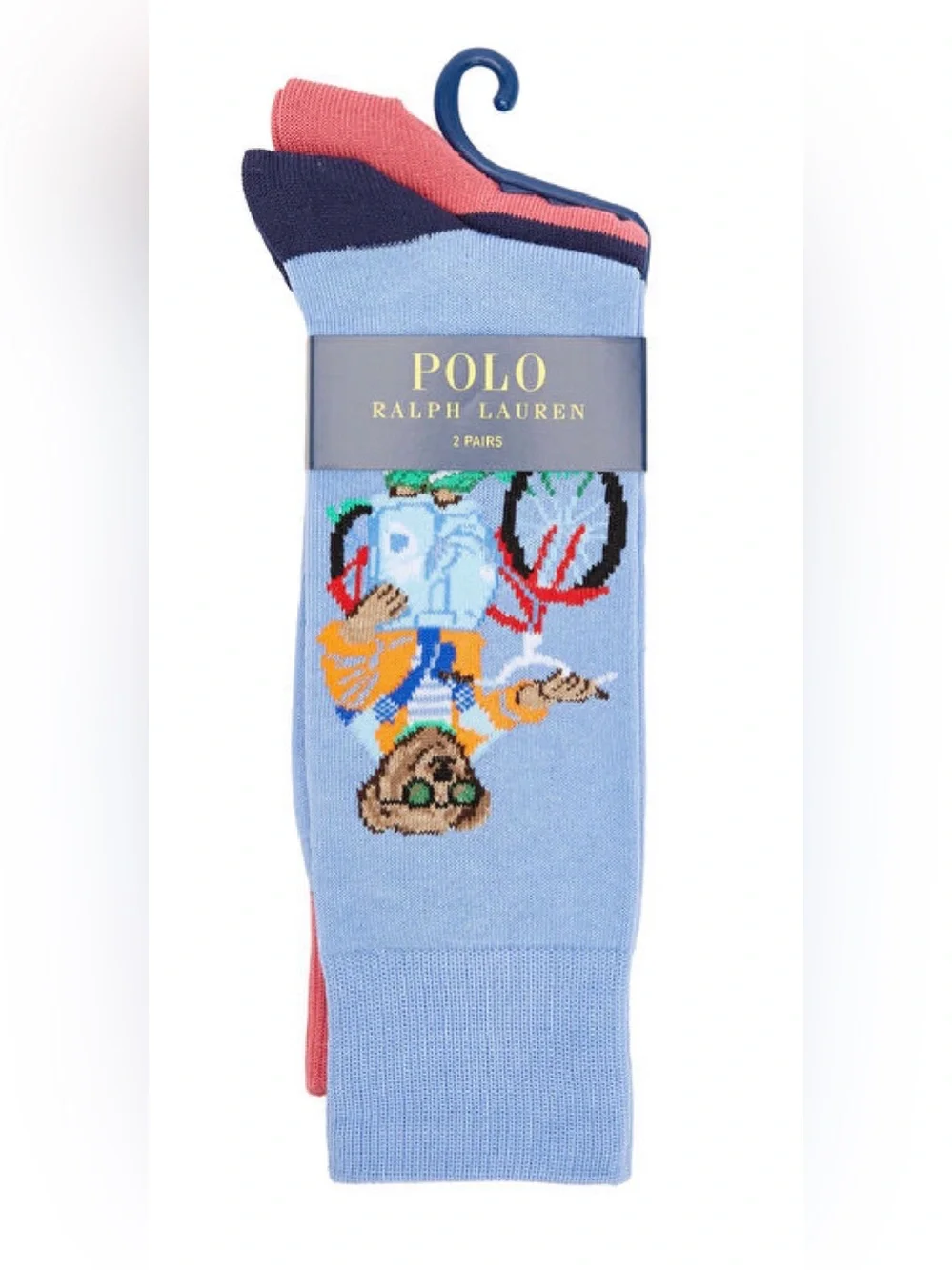 Polo Ralph Lauren VACATION BICYCLE BEAR 2-Pack Casual Trouser Socks sz 10-13